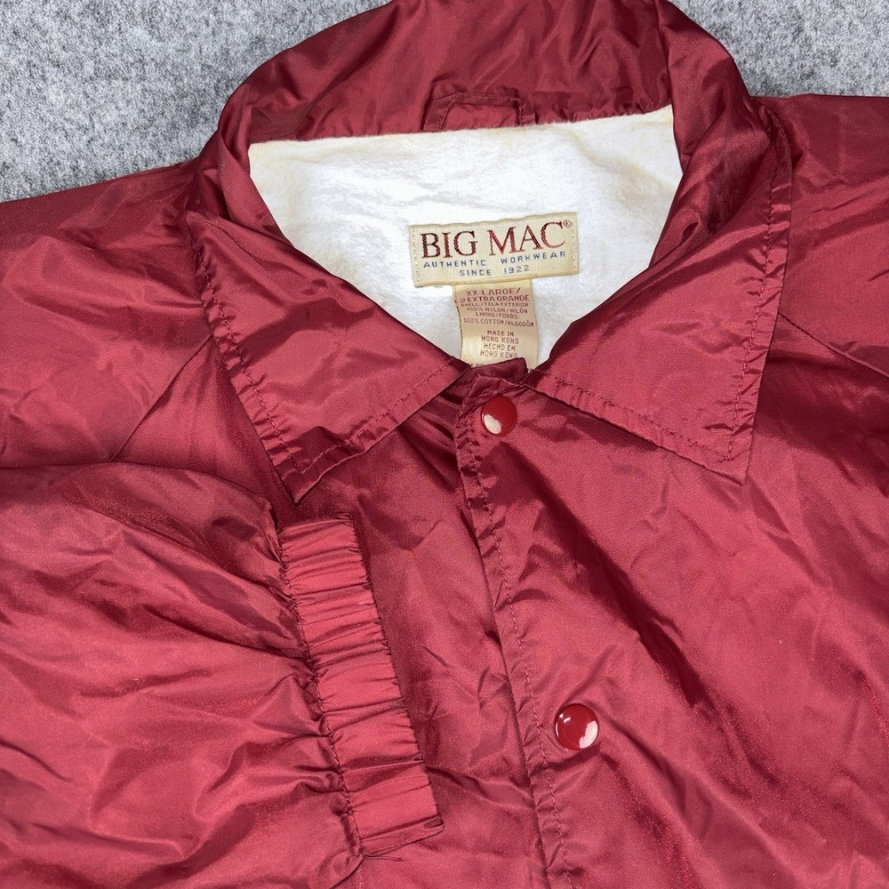 Vintage Big Mac Windbreaker Jacket Mens 2XL Red Button Nylon Workwear Hong Kong